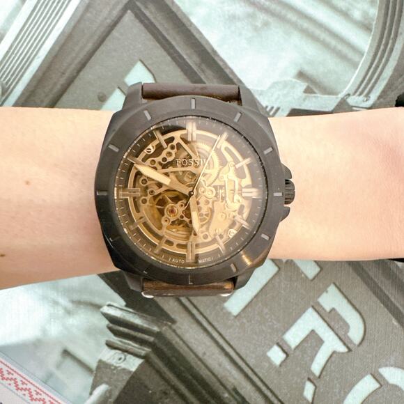 Privateer Sport Mechanical Brown Leather Watch - BQ2429 - Fossil Fossil BQ2429 Privateer Sport Mechanical Brown Leather Watch